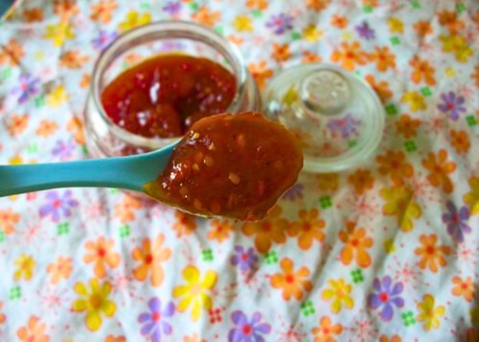 a spoon of Tomato Jam