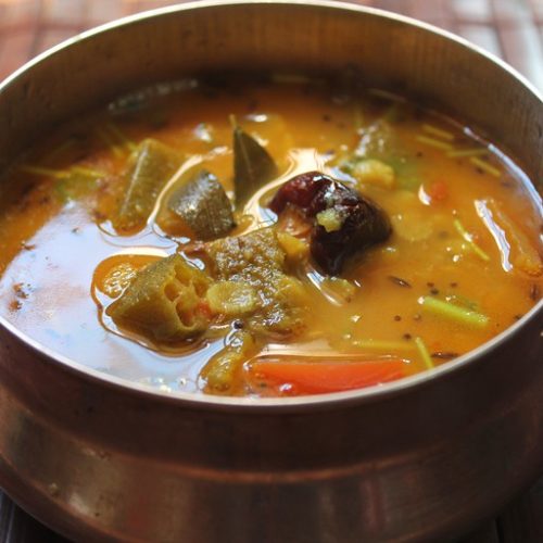 Vendakkai Sambar Recipe | Ladies Finger Sambar Recipe