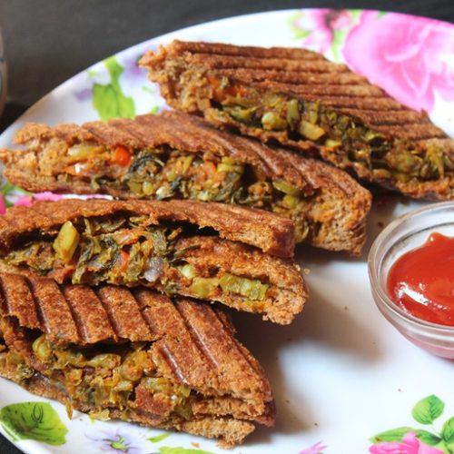 Veg Grilled Sandwich Recipe - Swasthi's Recipes