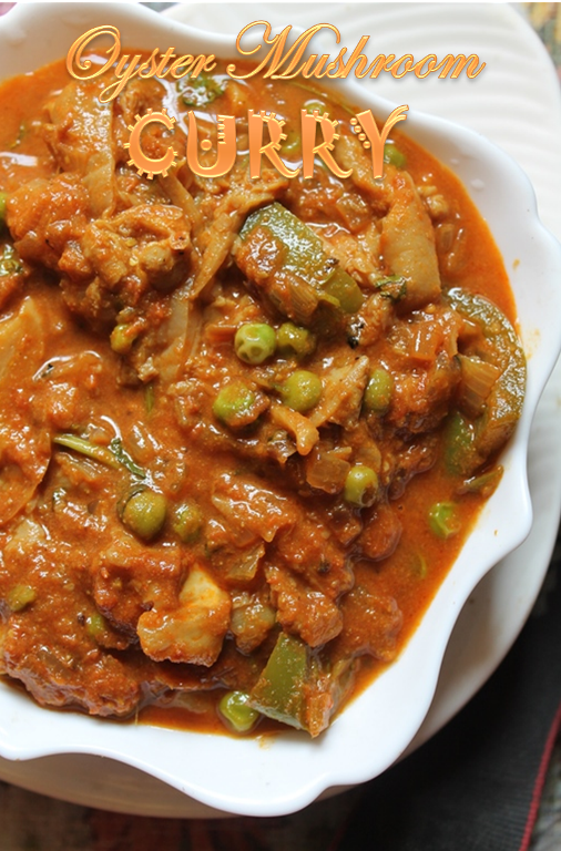 Oyster Mushroom Curry Recipe / Mushroom & Peas Curry Recipe - Yummy Tummy