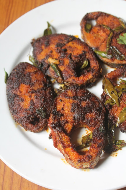 Seer Fish Fry Recipe - Fried King Fish Recipe - Vanjaram Meen Varuval ...