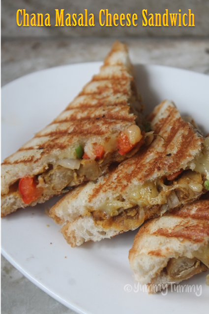Chana Masala Cheese Sandwich Recipe - Yummy Tummy