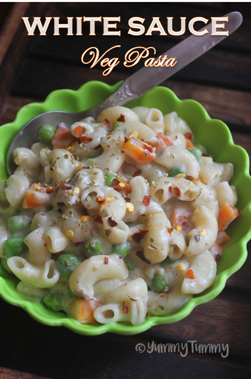 White Sauce Veg Pasta Recipe - White Sauce Veggie Macaroni Recipe