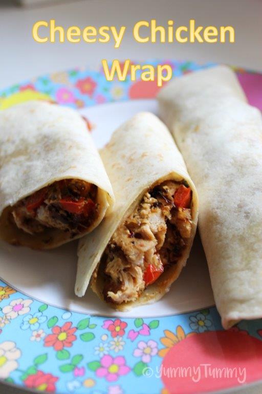Cheese Spread Chicken Wrap Recipe - Kids Lunch Box Ideas