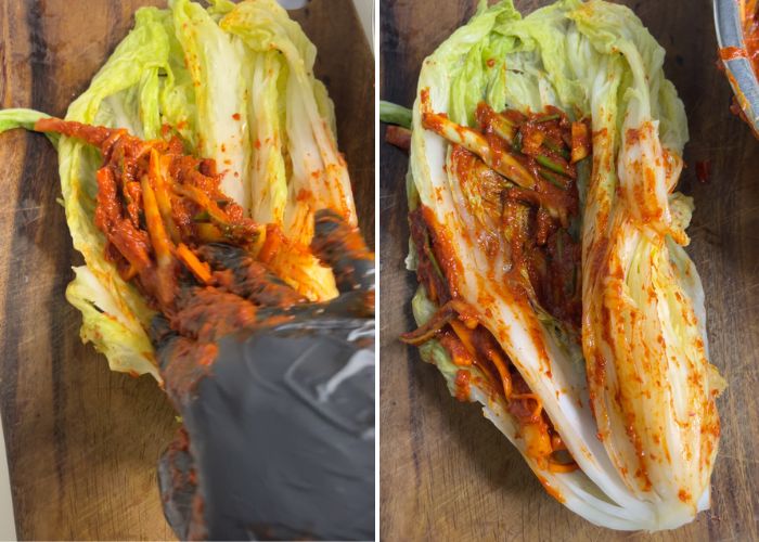 kimchi marinate over napa cabbage