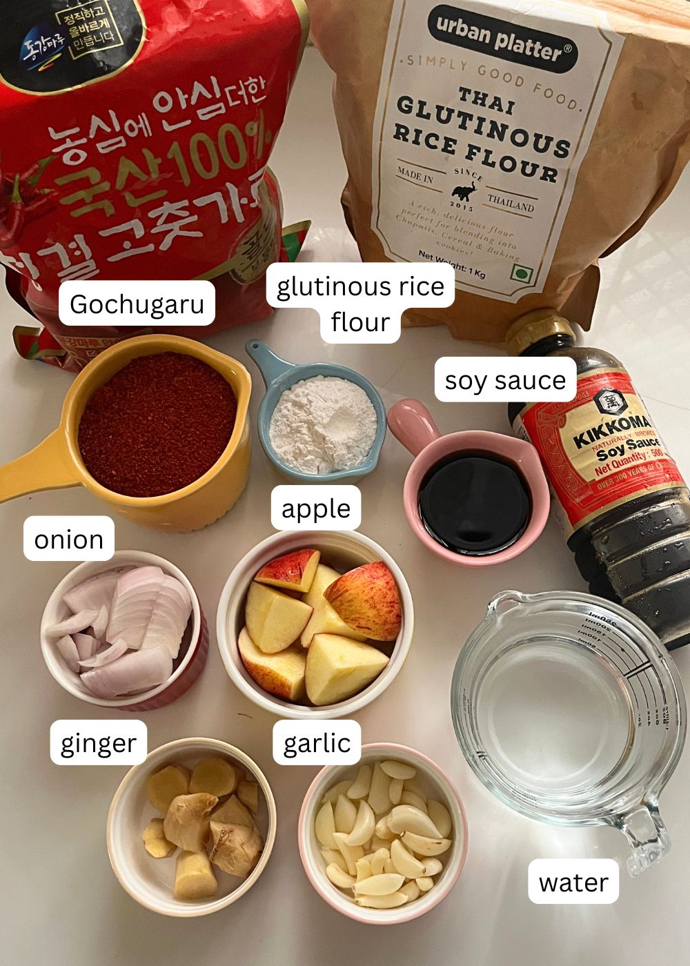 ingredients for kimchi paste