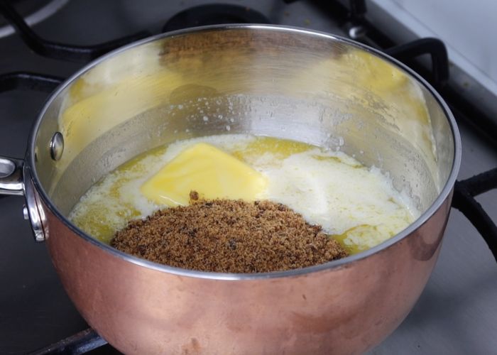 add brown sugar to sauce pan