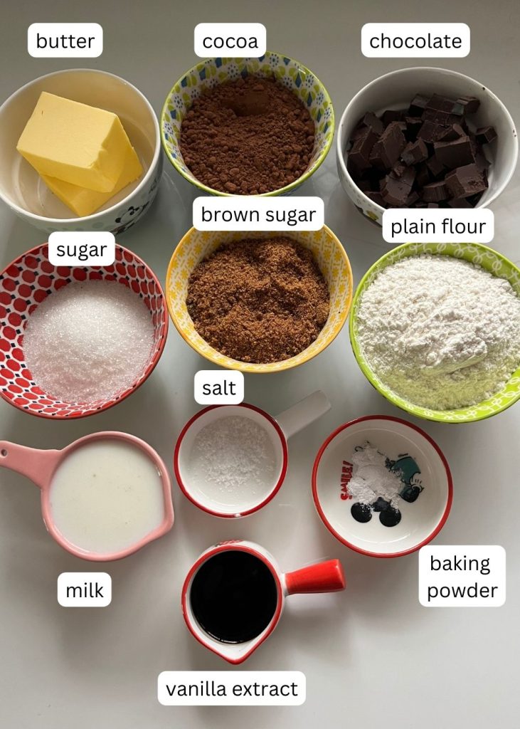 ingredients for eggless brownie